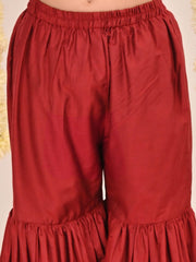 Girls' Maroon Kurta And Sharara Set