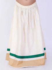 Girls Green And Cream Lehenga Set