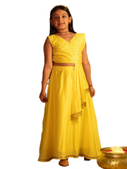 Girls' Yellow Lehenga