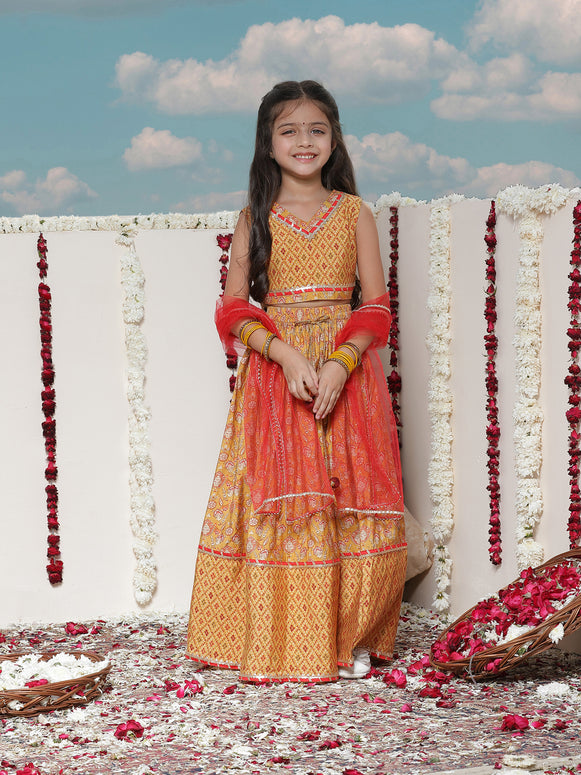 Vastramay - Girls' Floral Printed Lehenga Choli With Dupatta