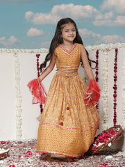 Vastramay - Girls' Floral Printed Lehenga Choli With Dupatta