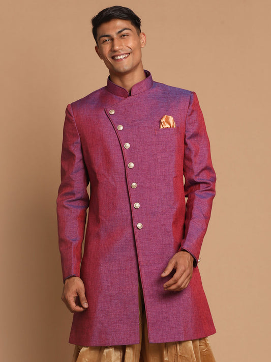 Men's Purple Silk Blend Sherwani Only Top