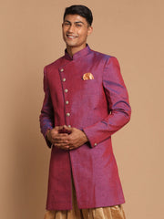 Men's Purple Silk Blend Sherwani Only Top