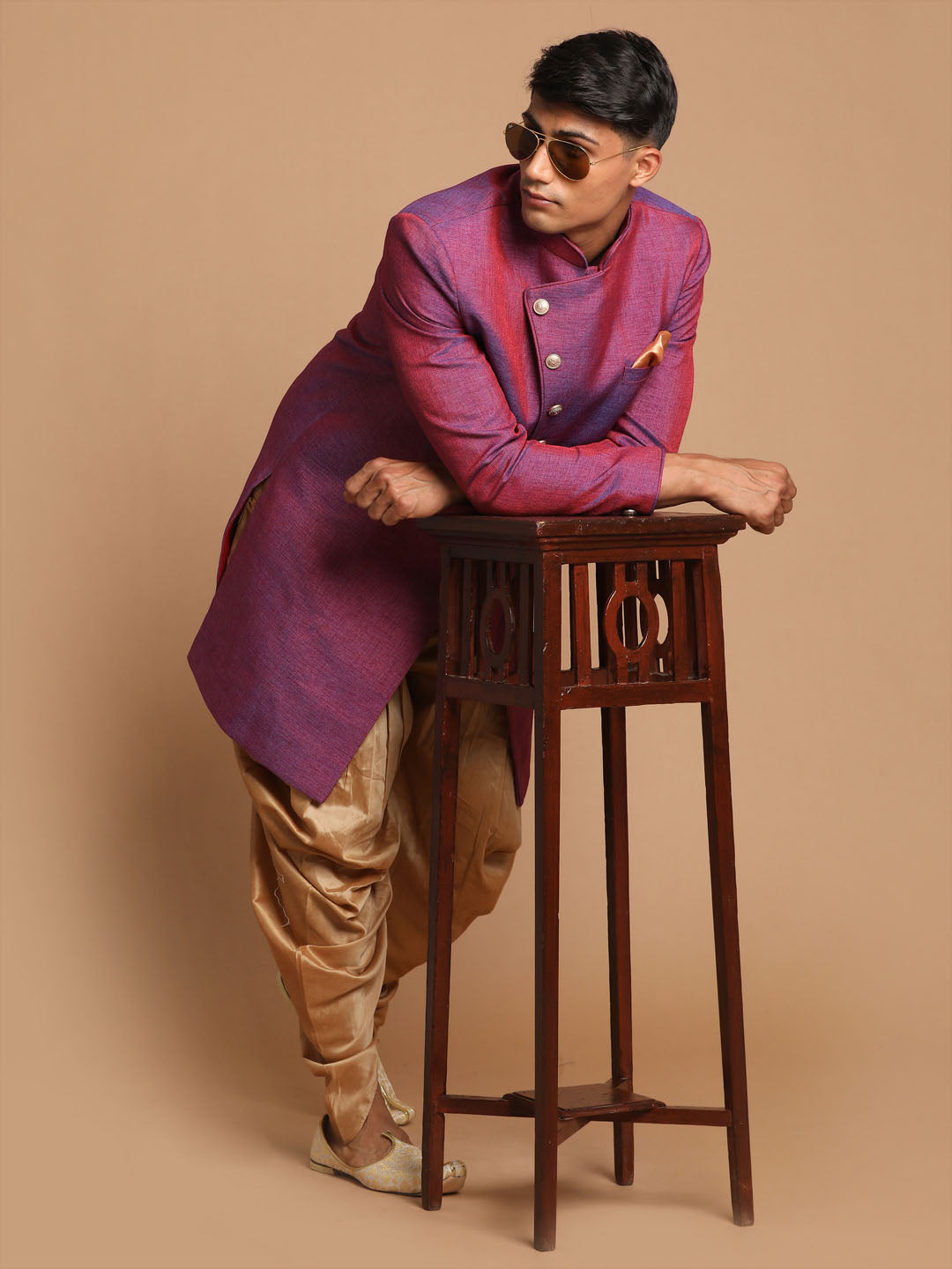 Men's Purple Silk Blend Sherwani Only Top