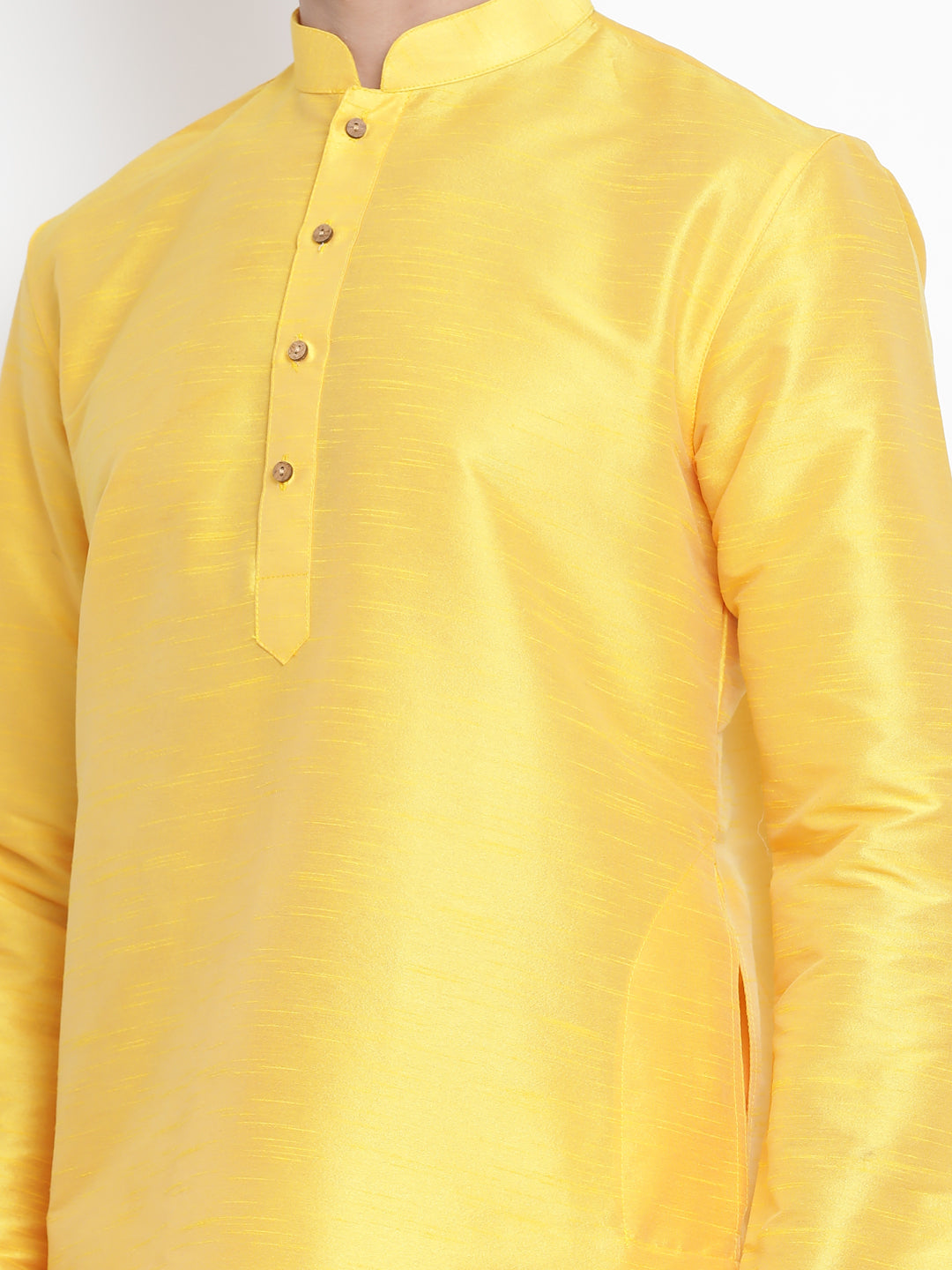 Men's Yellow Silk Blend Kurta