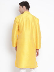 Vastramay - Men'S Yellow Cotton Silk Blend Kurta