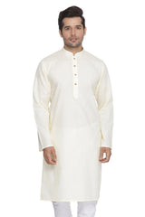 Men's Beige Cotton Linen Blend Kurta