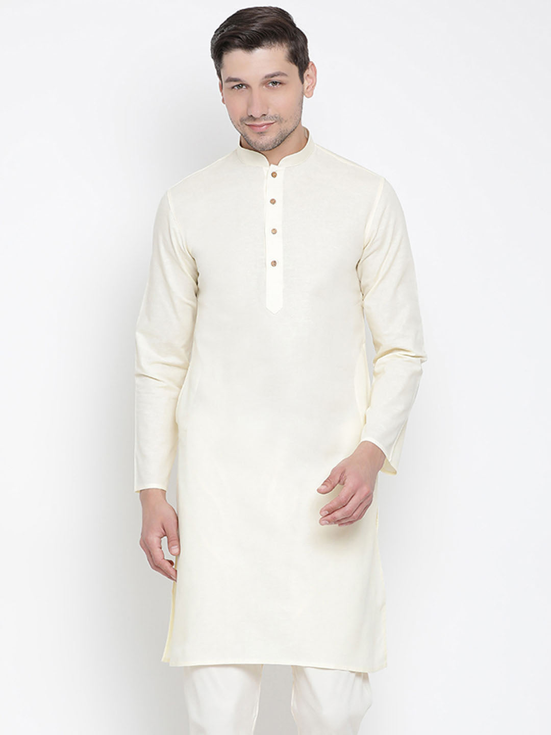 Men's Beige Cotton Linen Blend Kurta