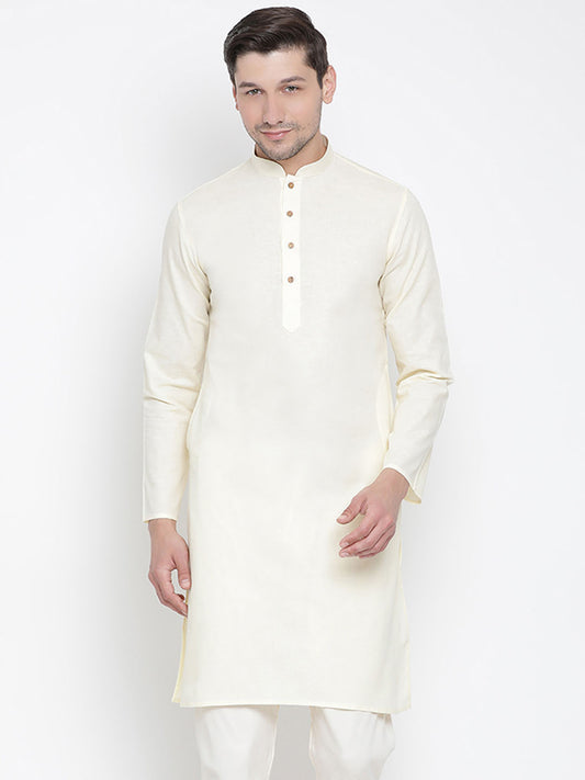 Men's Beige Cotton Linen Blend Kurta