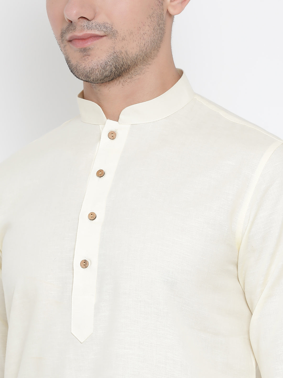 Men's Beige Cotton Linen Blend Kurta