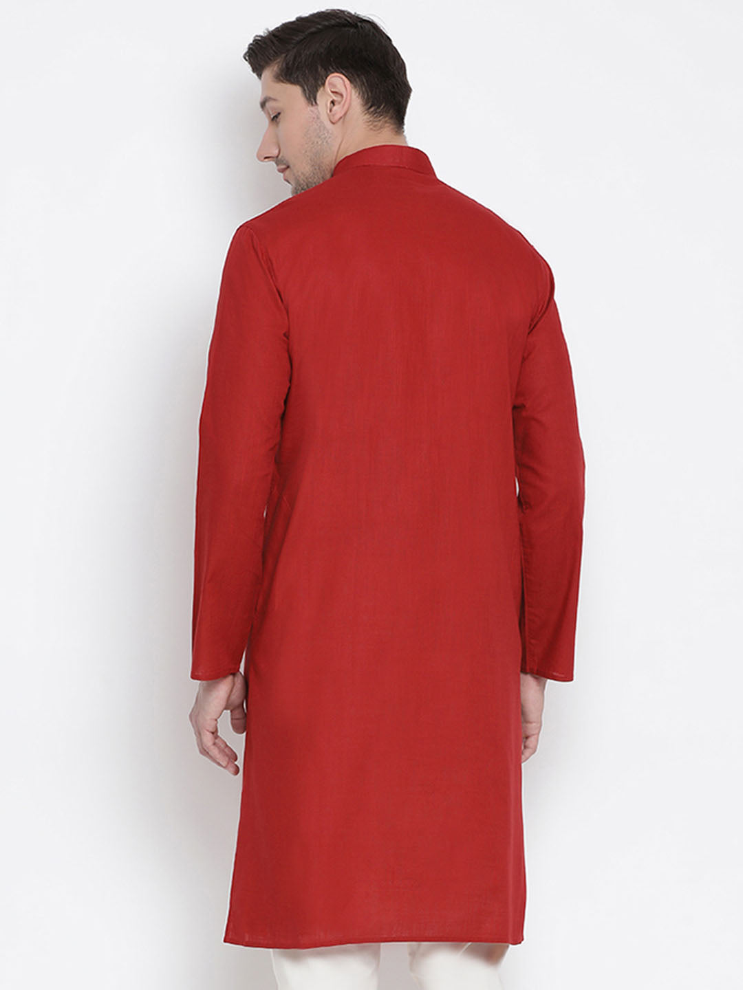 Men's Maroon Cotton Linen Blend Kurta