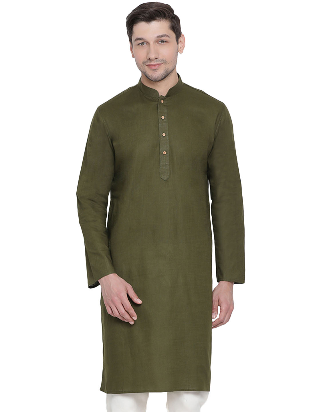 Men's Green Cotton Linen Blend Kurta