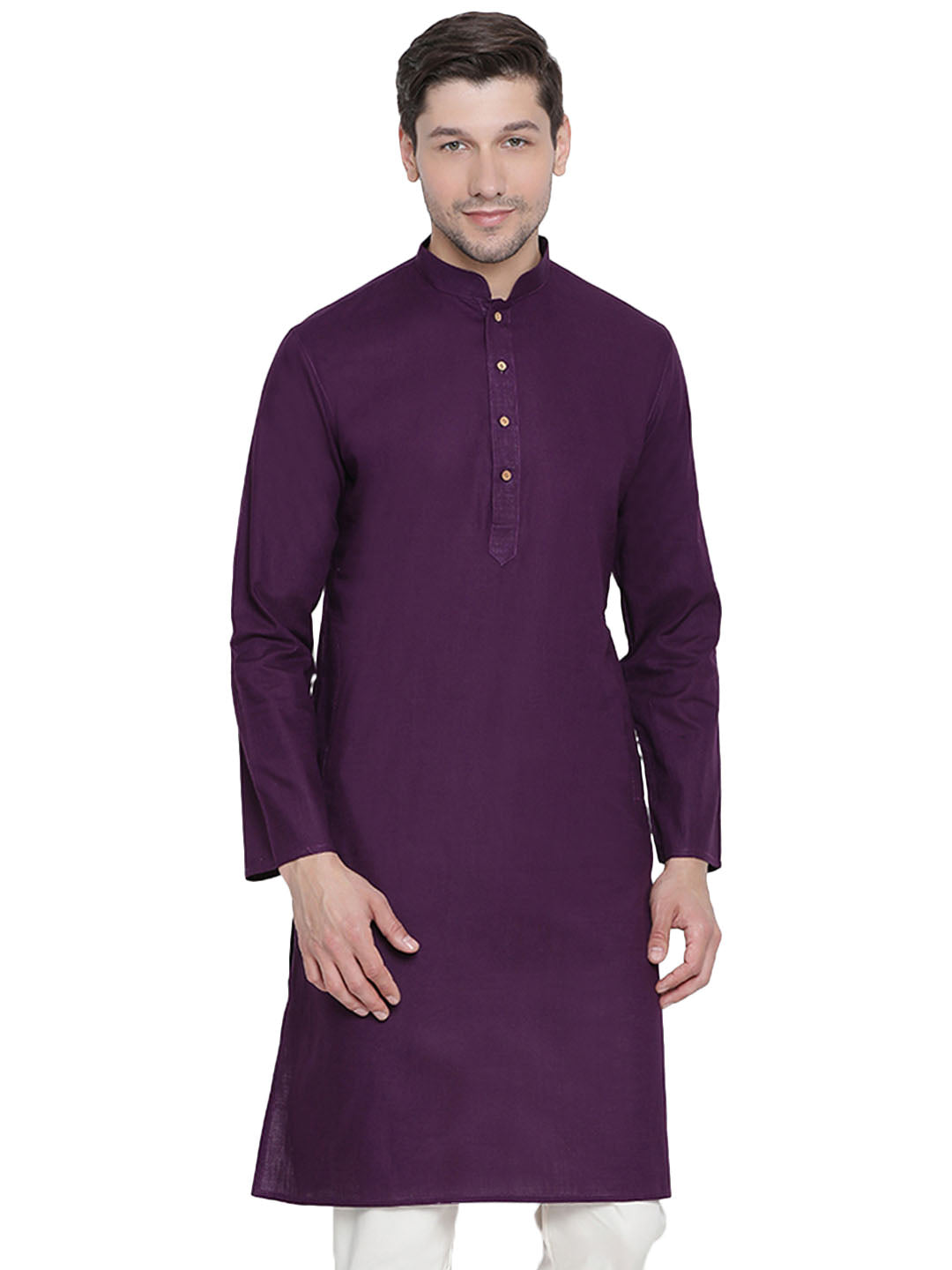 Men's Purple Cotton Linen Blend Kurta