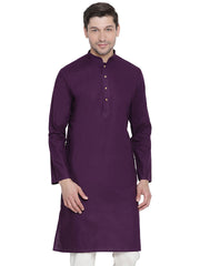 Men's Purple Cotton Linen Blend Kurta