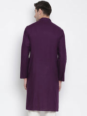 Men's Purple Cotton Linen Blend Kurta