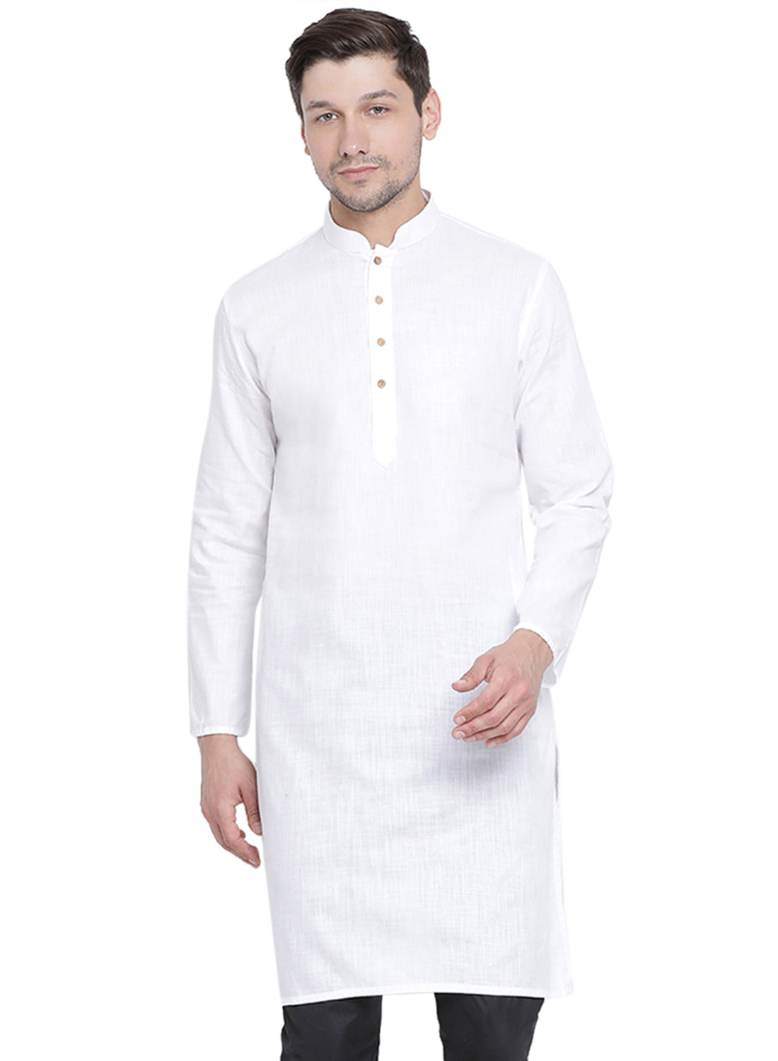 Men's White Cotton Linen Blend Kurta