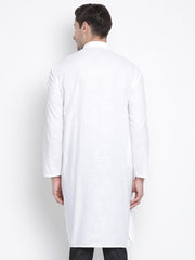 Men's White Cotton Linen Blend Kurta