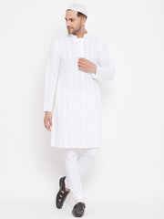 Vastramay - Men's White Pure Cotton Kurta Pyjama Set