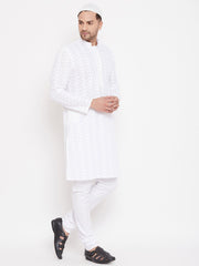 Vastramay - Men's White Pure Cotton Kurta Pyjama Set