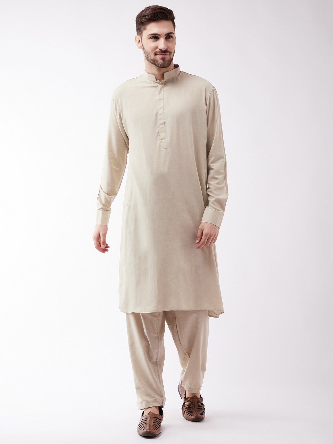 Vastramay - Men's Green Cotton Blend Kurta and Patiala Set