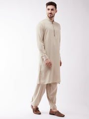 Vastramay - Men's Green Cotton Blend Kurta and Patiala Set