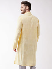 Men's Yellow Cotton Blend Kurta