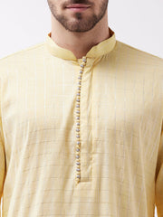 Men's Yellow Cotton Blend Kurta