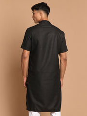 Men's Black Cotton Blend Kurta