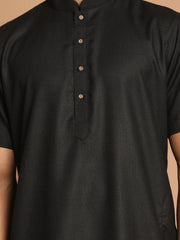 Men's Black Cotton Blend Kurta