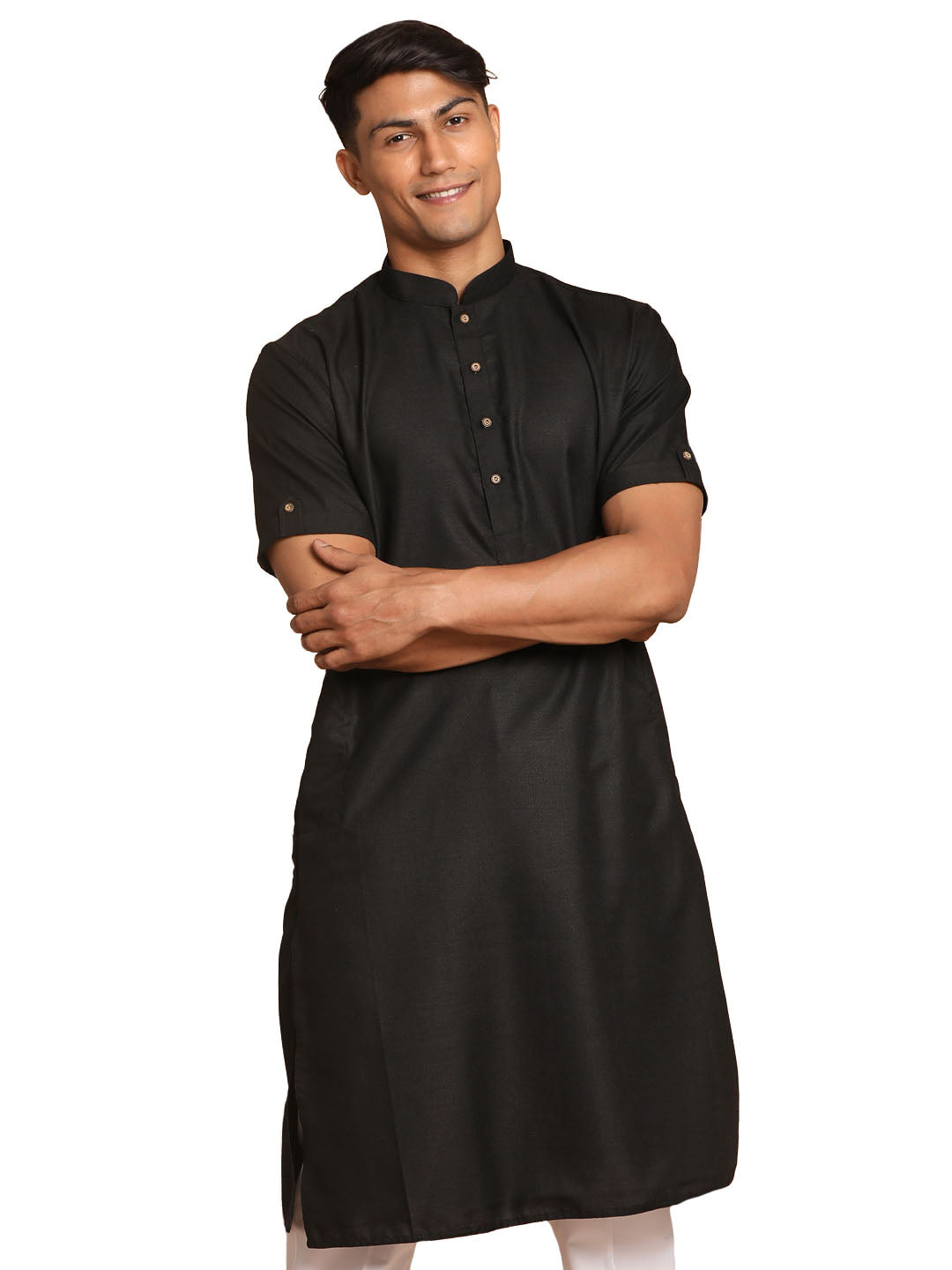 Men's Black Cotton Blend Kurta