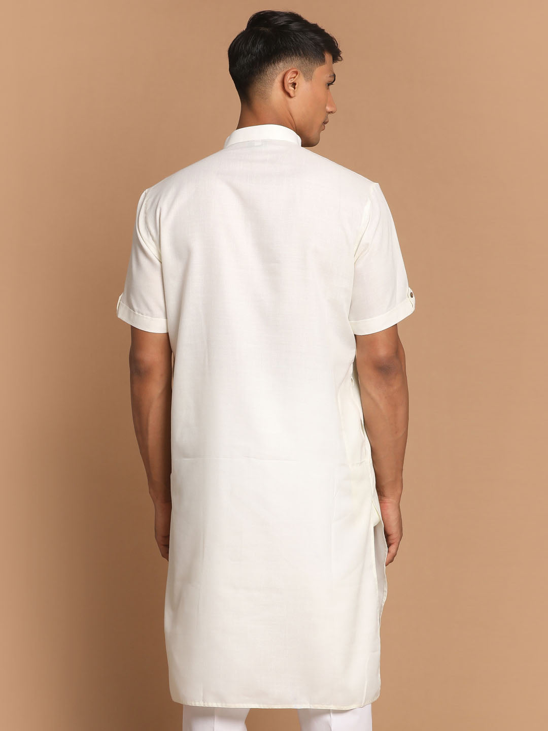 Men's Cream Cotton Blend Kurta