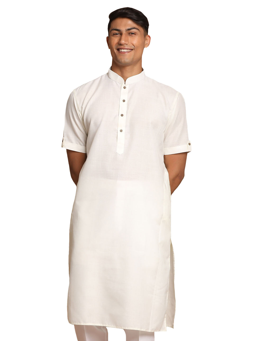 Men's Cream Cotton Blend Kurta