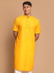 Men's Mustard Cotton Blend Kurta