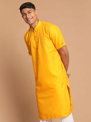 Men's Mustard Cotton Blend Kurta