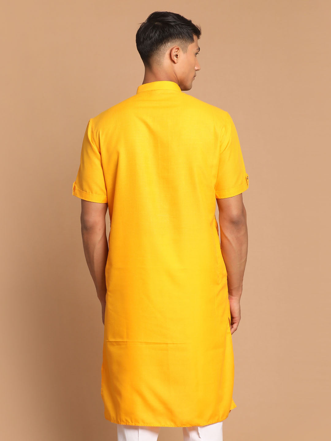 Men's Mustard Cotton Blend Kurta