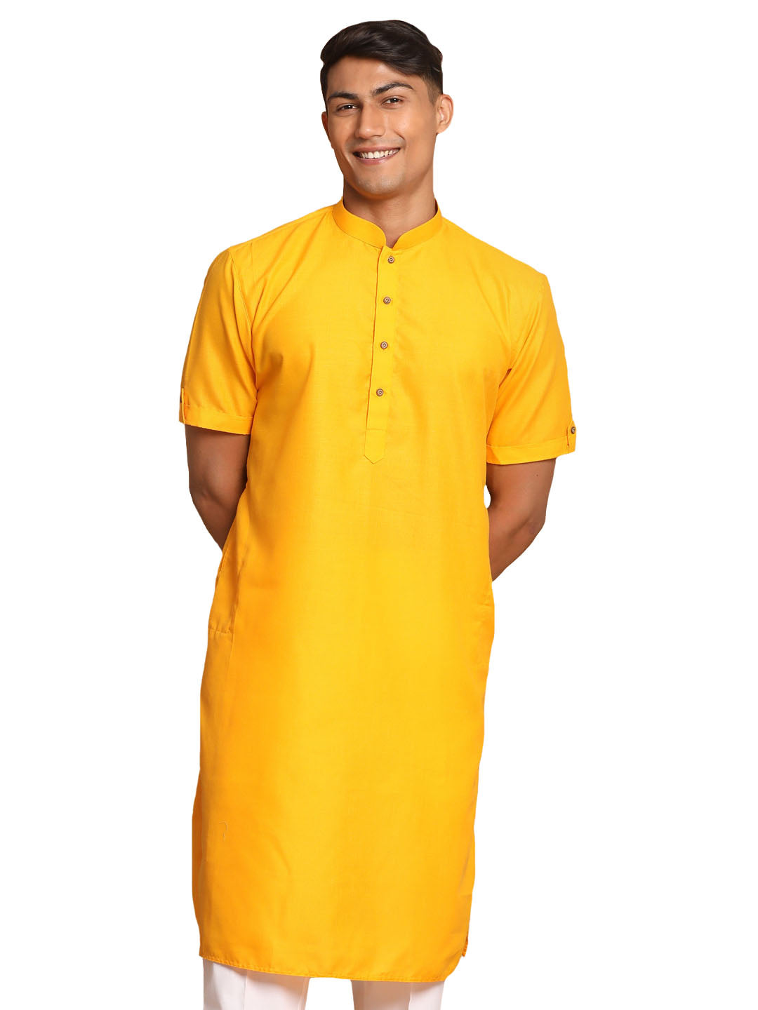 Men's Mustard Cotton Blend Kurta