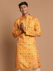 Men's Yellow Cotton Silk Kurta