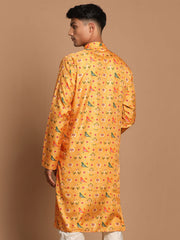 Men's Yellow Cotton Silk Kurta