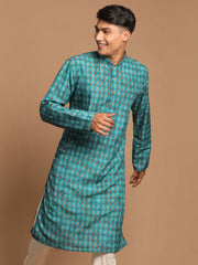 Men's Green Cotton Blend Kurta