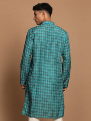 Men's Green Cotton Blend Kurta