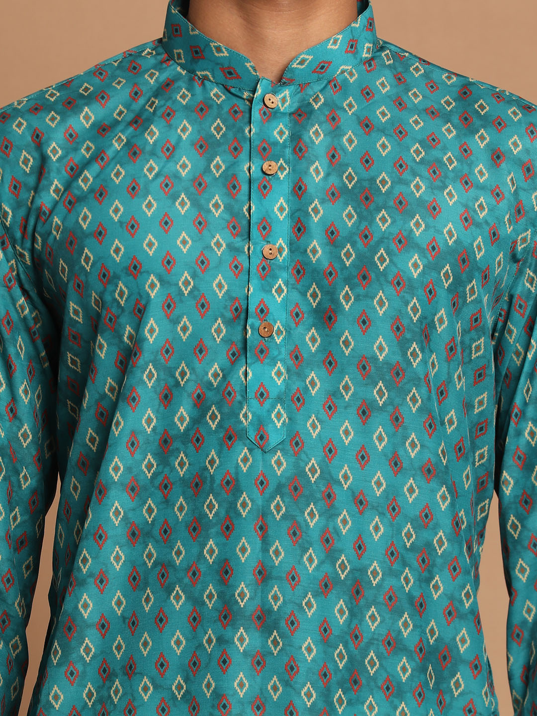 Men's Green Cotton Blend Kurta