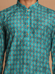 Men's Green Cotton Blend Kurta