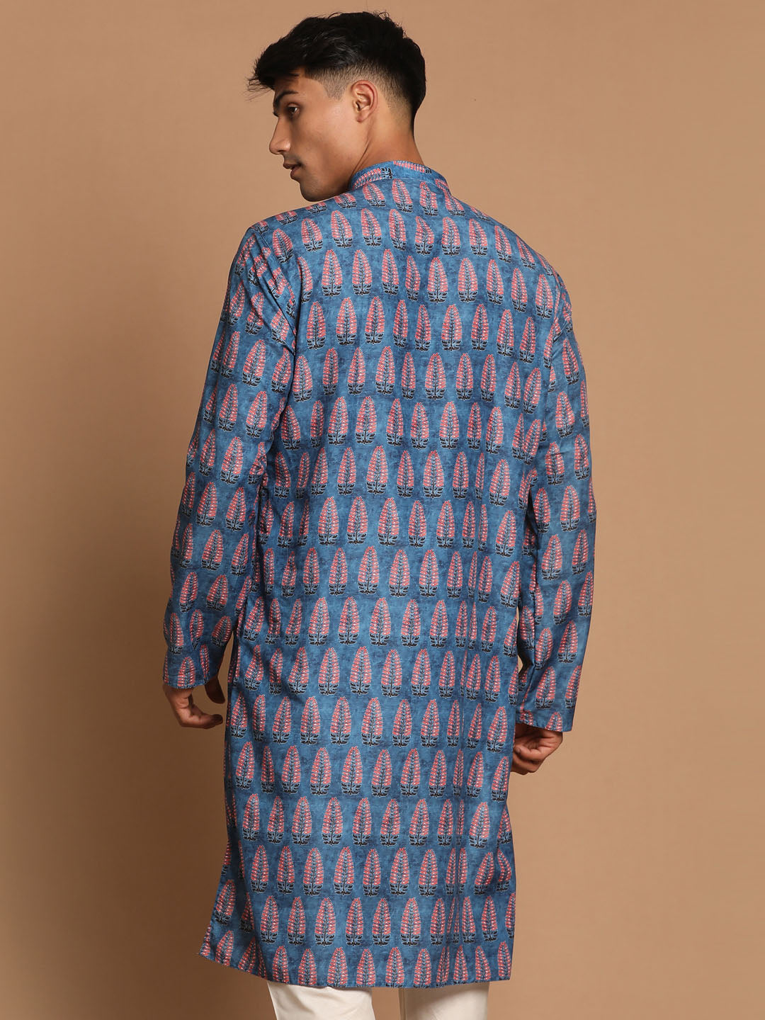 Men's Blue Cotton Blend Kurta