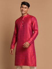 Men's Red Silk Blend Kurta