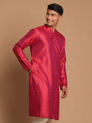 Men's Red Silk Blend Kurta