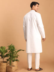 Vastramay - Men's White Cotton Blend Kurta Pyjama Set