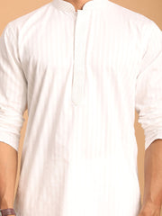 Vastramay - Men's White Cotton Blend Kurta Pyjama Set