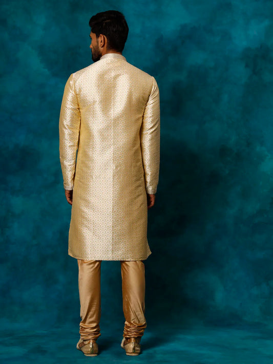 Vastramay - Men'S Gold Jacquard Kurta With Pyjama Set