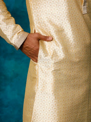 Vastramay - Men'S Gold Jacquard Kurta With Pyjama Set