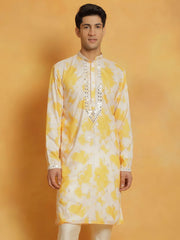 Vastramay - Men's Yellow Cotton Blend Kurta